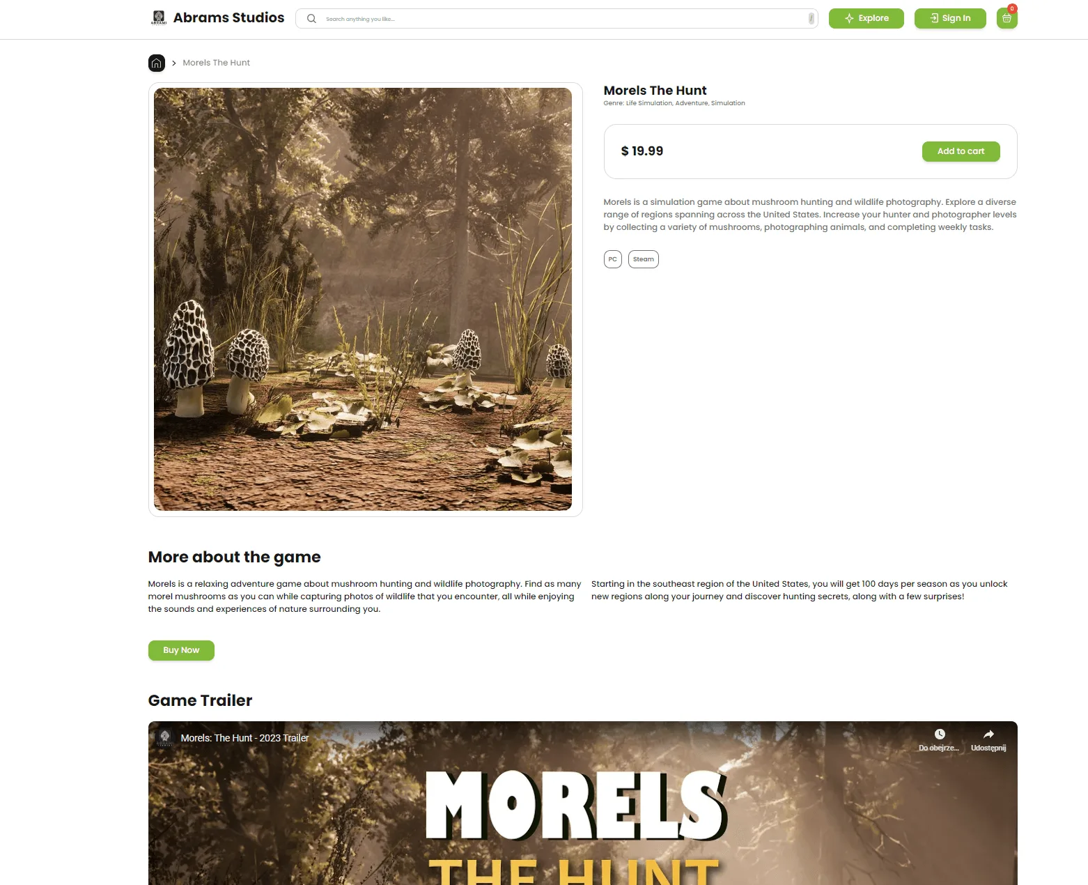 Players buy directly from the developer rather than through a storefront.