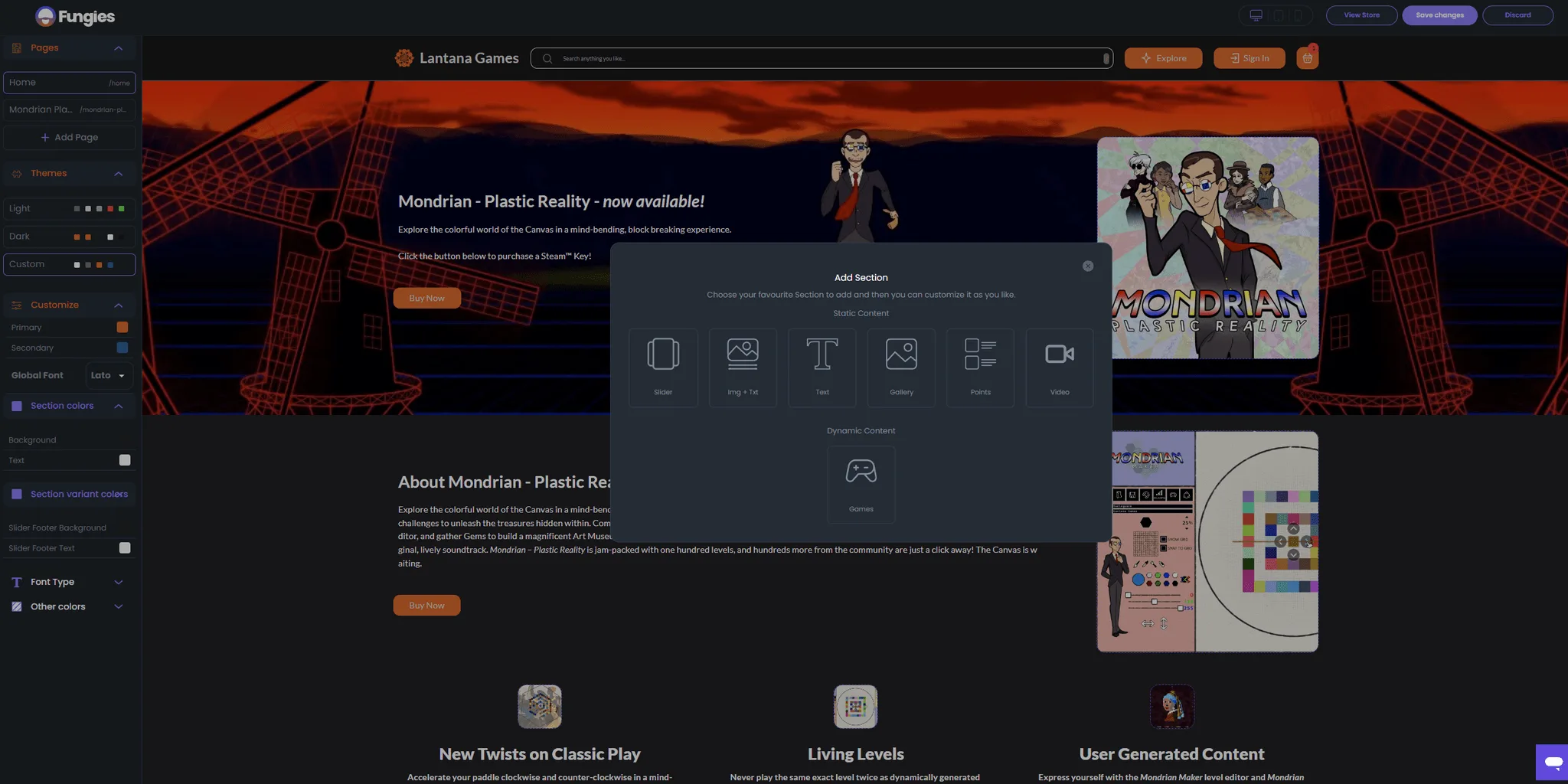 Lantana Games used the web shop builder to start selling directly to players.