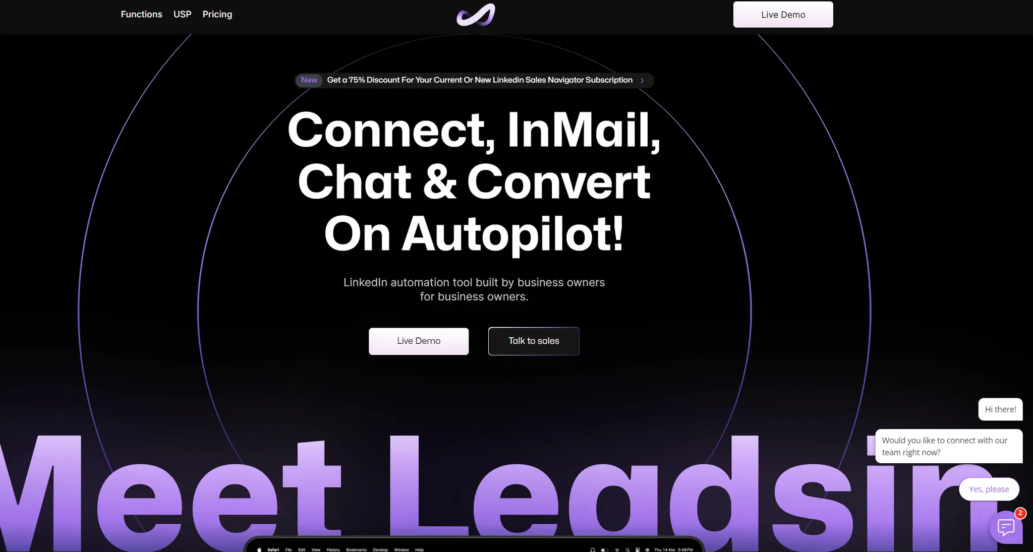 The LinkedIn automation tool Leadsin.io sells.
