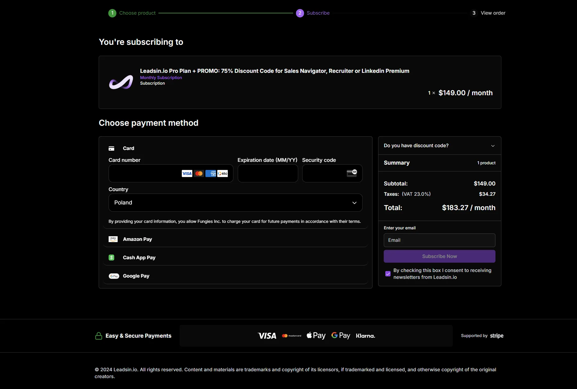 The hosted checkout, built in minutes in the store builder.