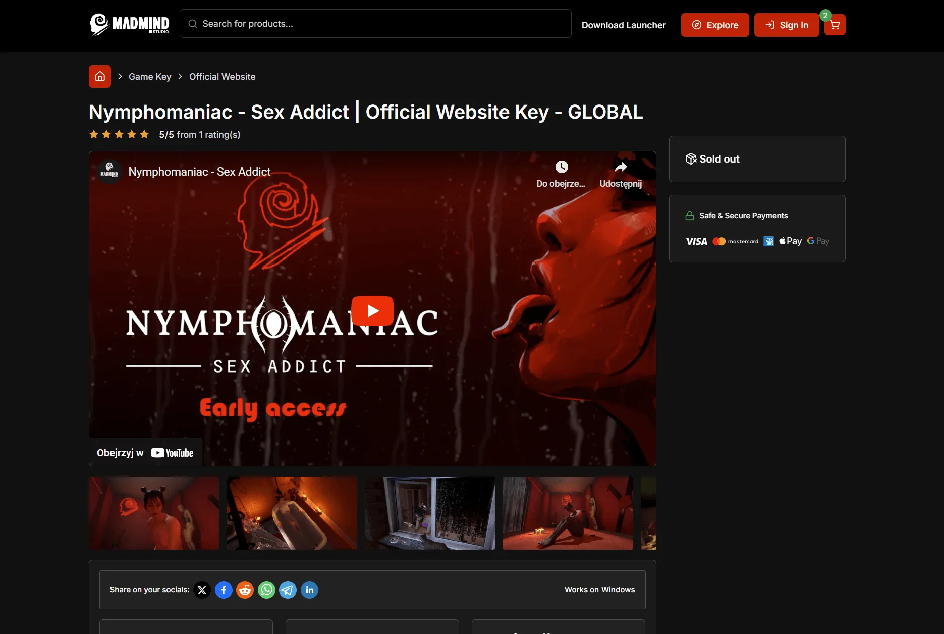 Madmind Studio's storefront, with search, product pages, and checkout.