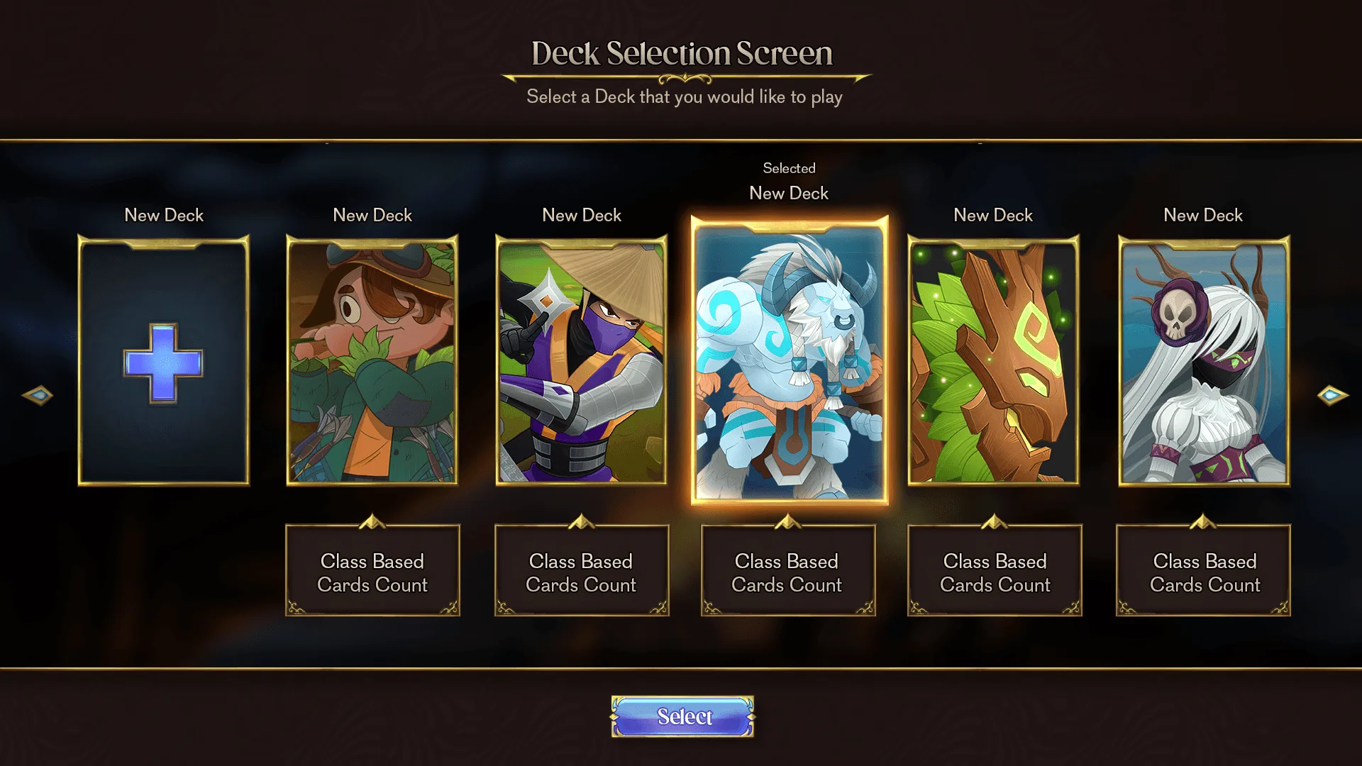 Choosing a deck before a match.