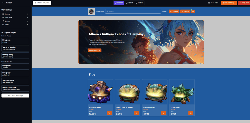 Efficient Web Store Creation for Mobile Games with Fungies.io