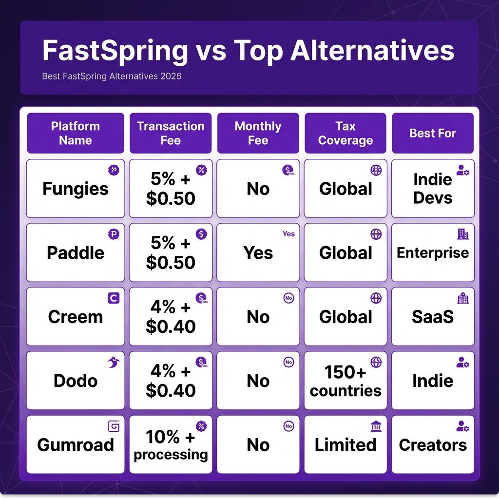 Best FastSpring Alternatives for 2026: Complete Comparison Guide