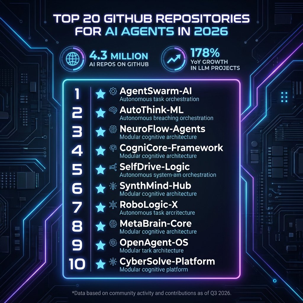 Top 20 GitHub Repositories for AI Agents in 2026 (Ranked by Stars)