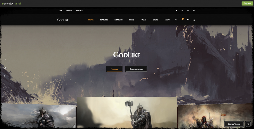 Godlike is a perfect theme for fantasy game wordpress theme