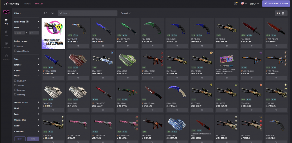 CSMoney offers you ways to sell CSGO skins for real money