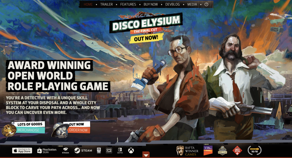 Apart from making a masterpiece game, Disco Elysium website is top-notch, too!