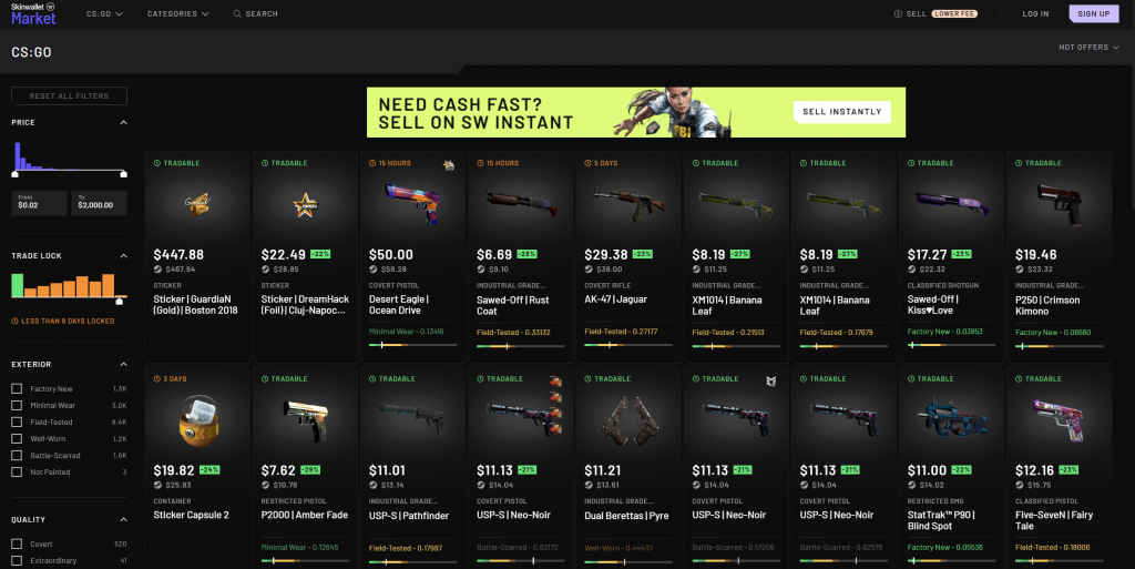 As skins CSGO mais baratas - Skinwallet, BR