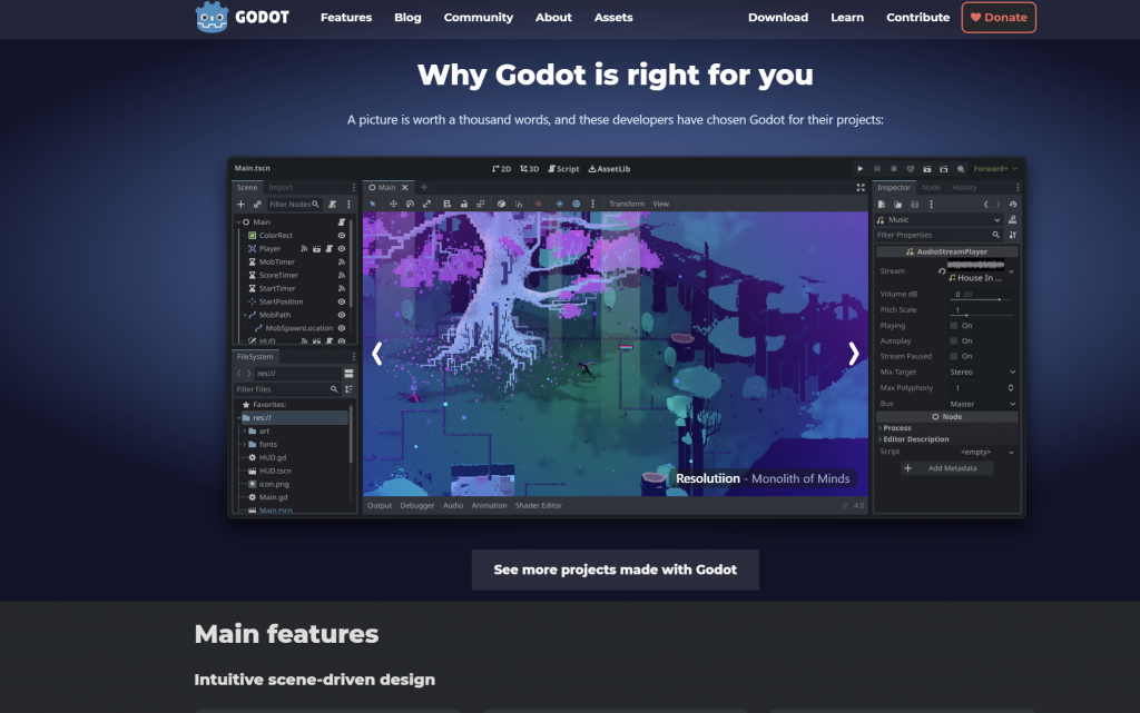 GoDot is a powerful game engine that's FREE!