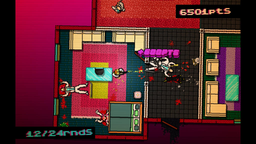 Screenshot from the indie game Hotline Miami