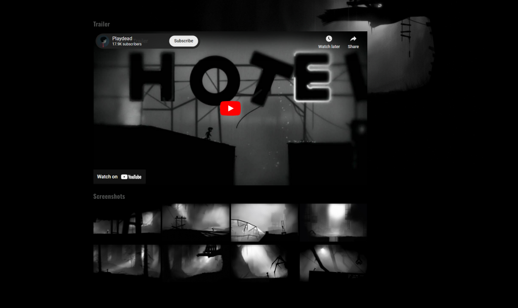 A screenshot from the website of Limbo