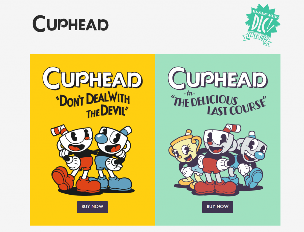 Cuphead landing page