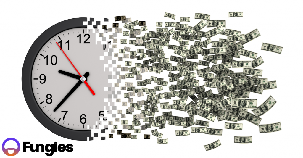 Time and resources management is critical for cost-effective publishing. Clock transforming into dollar bills