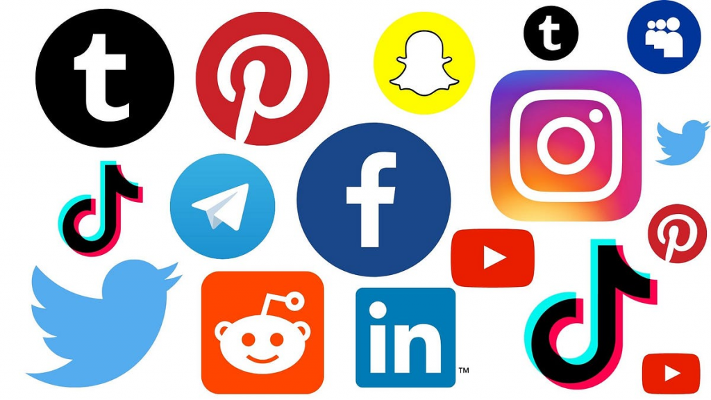A collage of icons of social media that can be used in indie game marketing