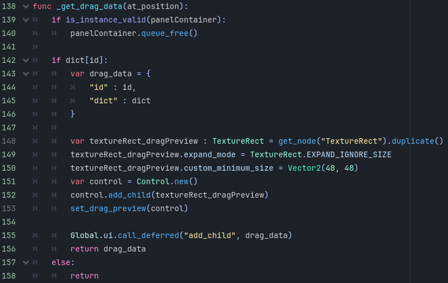 Godot's function "_get_drag_data" of "slot.gd" script