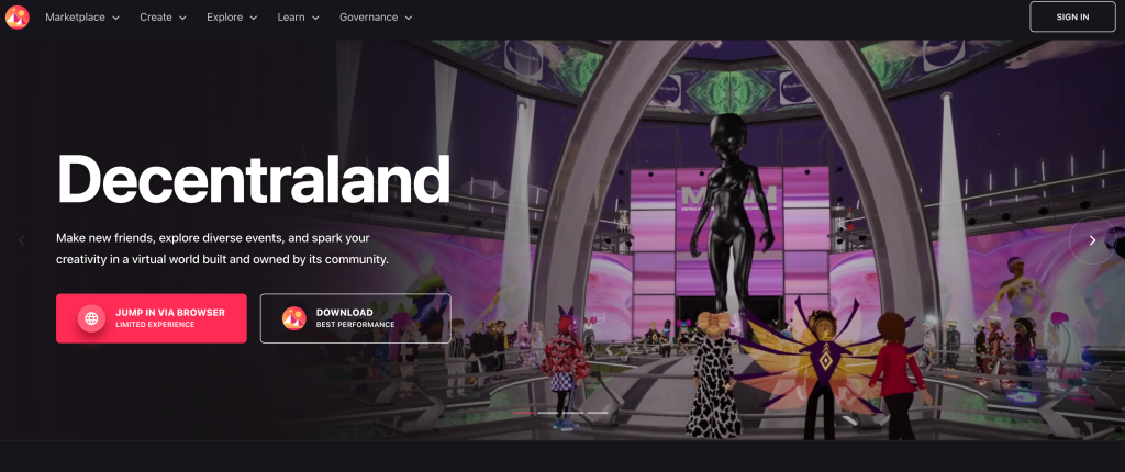Decentraland offers an unique gateway to the Metaverse