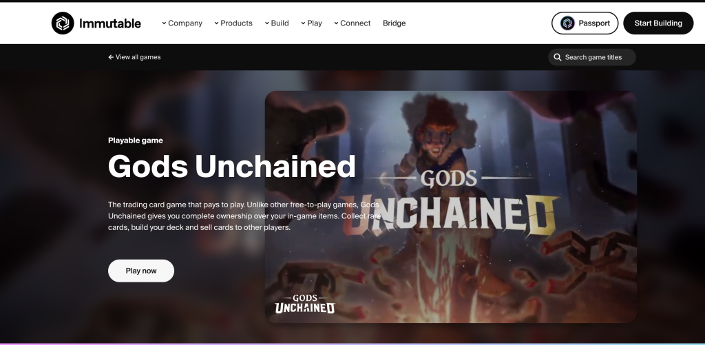 Gods Unchained is a very well-built NFT game on ImmutableX