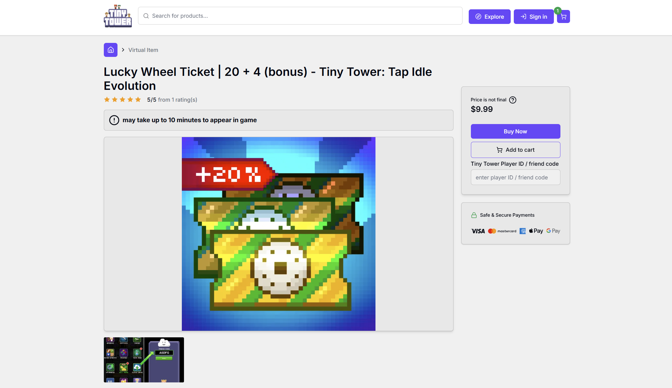 Tiny Tower Web Store