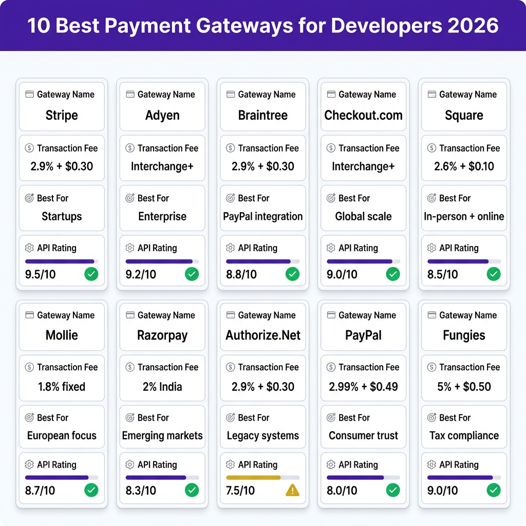 10 Best Payment Gateways for Developers in 2026: API-First Comparison