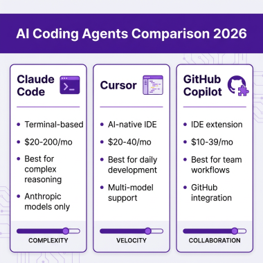 AI coding agents comparison 2026 - Claude Code vs Cursor vs GitHub Copilot features and pricing
