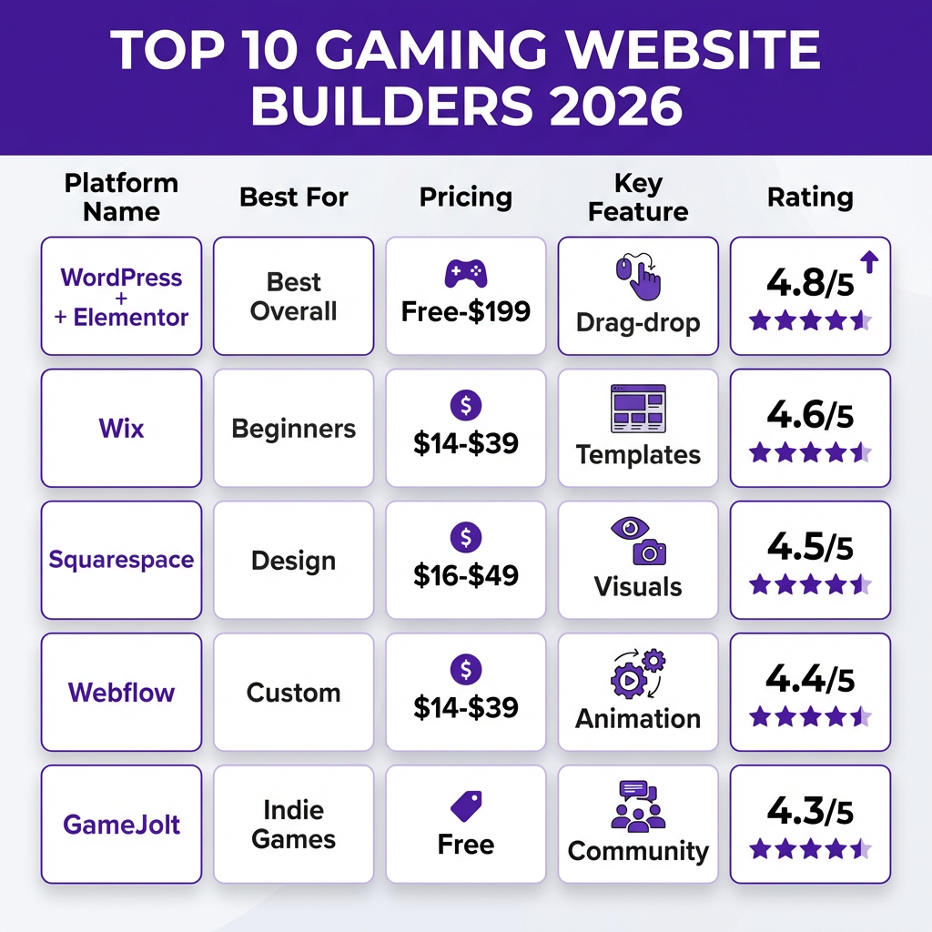10 Best Gaming Website Builders for Indie Developers in 2026
