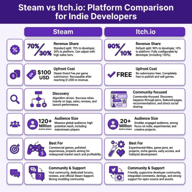Steam vs Itch.io for Indie Developers: Complete Platform Comparison 2026