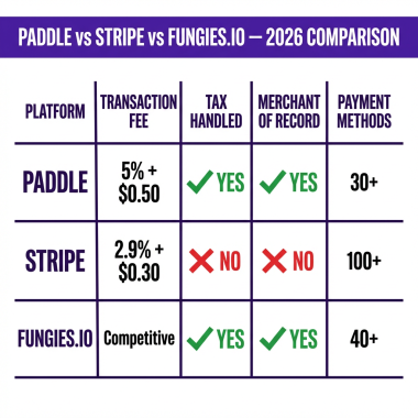 Paddle vs Stripe vs Fungies.io for SaaS: The Complete 2026 Guide