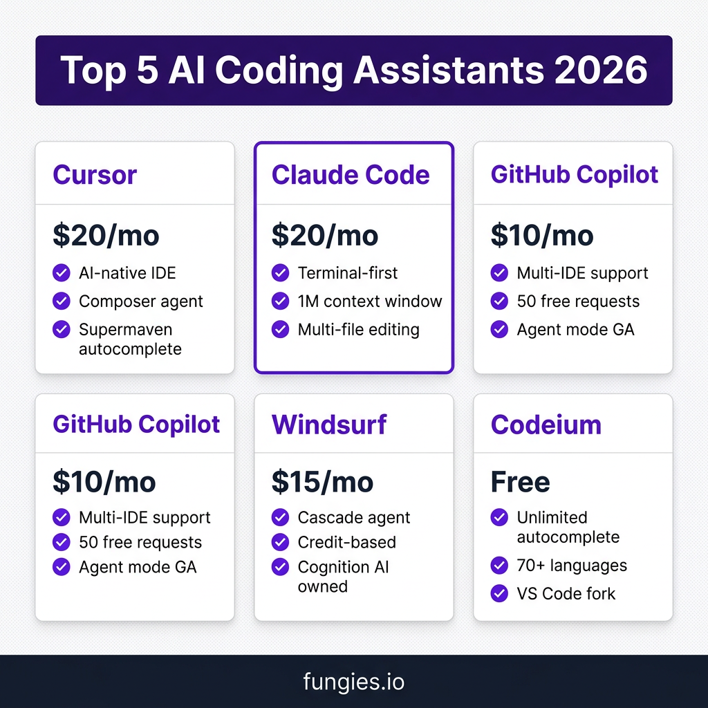 5 Best AI Coding Assistants in 2026: Complete Pricing & Feature Comparison