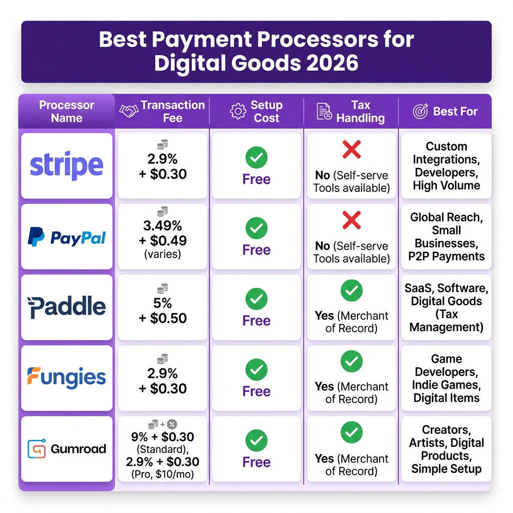 Best Payment Processors for Digital Goods in 2026: Complete Comparison