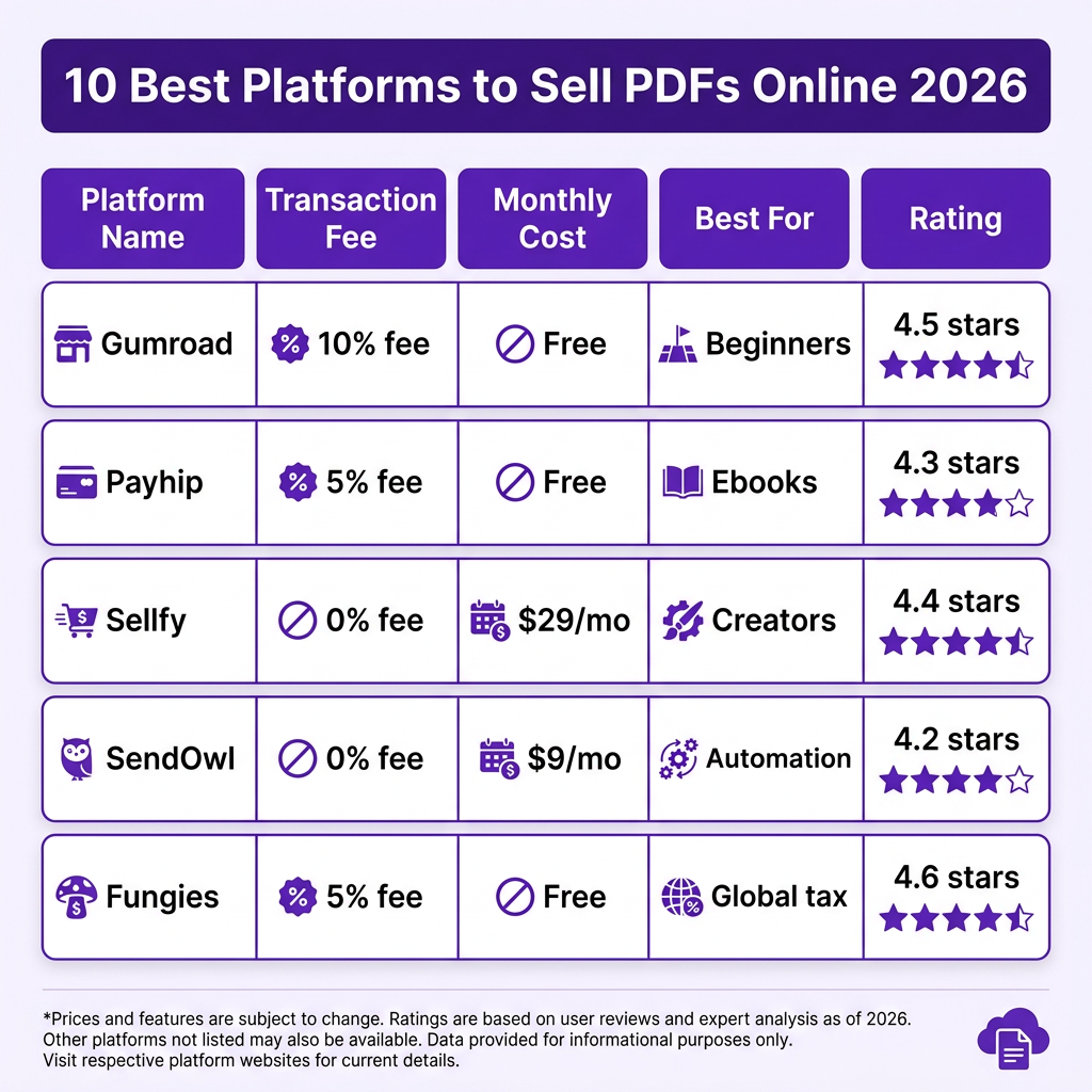 10 Best Platforms to Sell PDFs Online in 2026: Complete Comparison