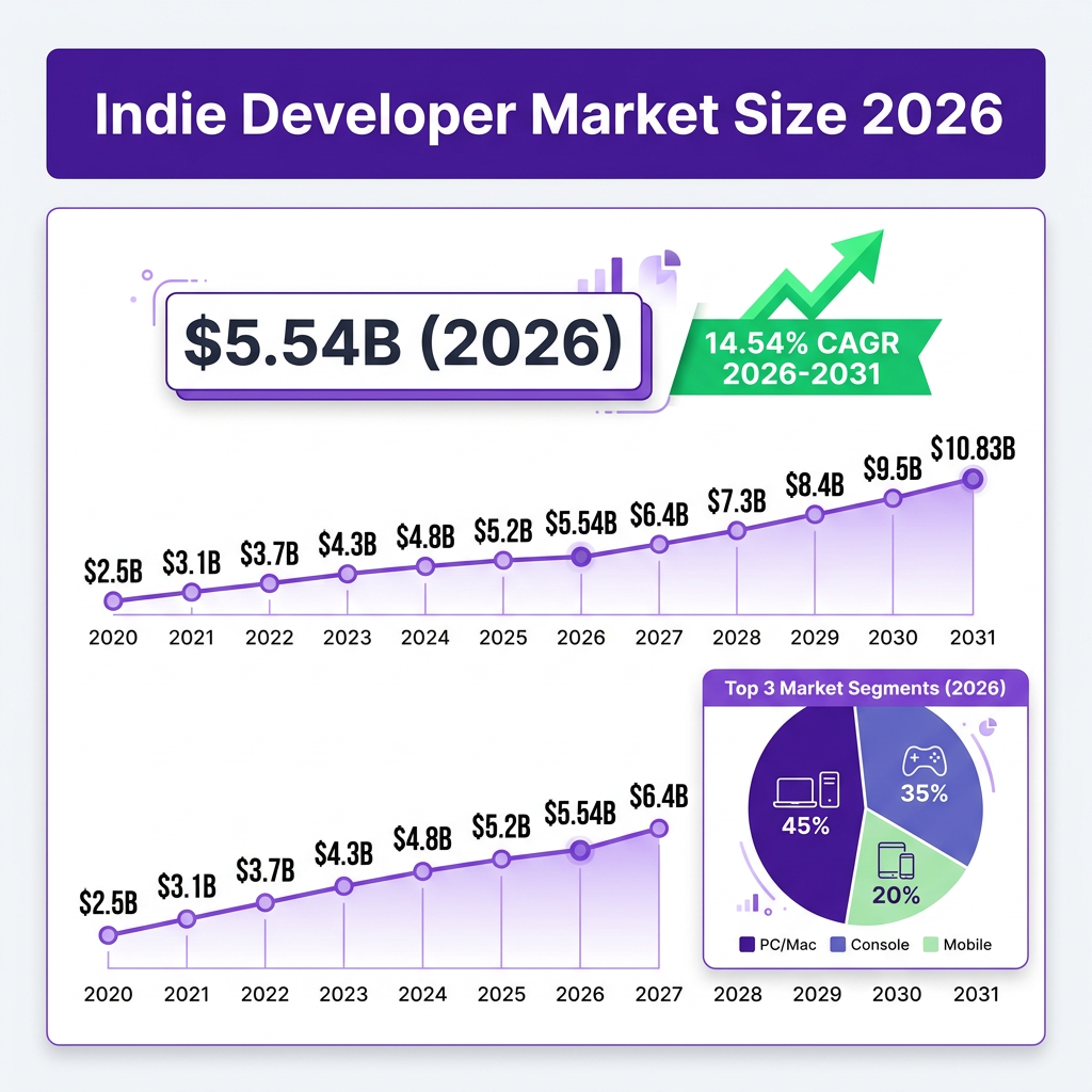 Indie Developer Market 2026: The Complete Industry Analysis with Data, Trends and Forecasts