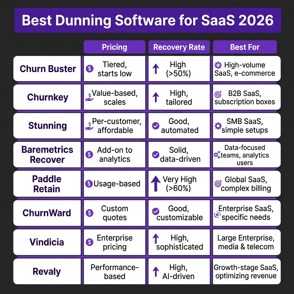 10 Best Dunning Software for SaaS in 2026: Complete Comparison with Recovery Rates