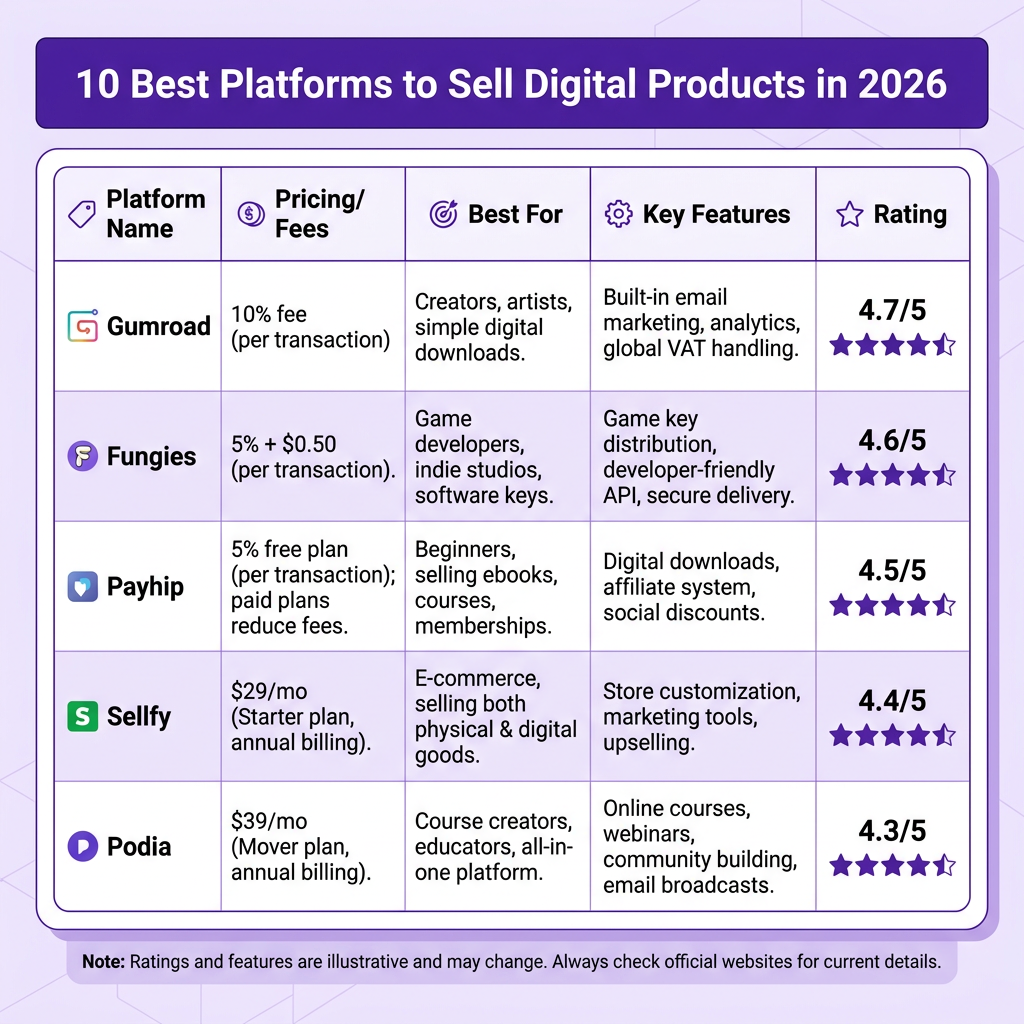10 Best Platforms to Sell Digital Products in 2026: Complete Comparison