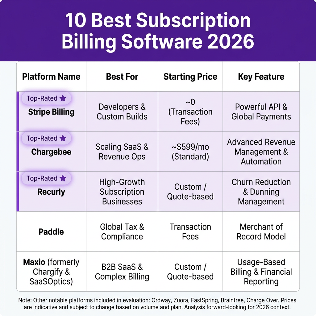 10 Best Subscription Billing Software for SaaS in 2026: Complete Comparison