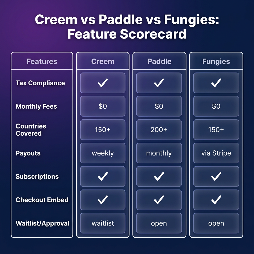 Creem vs Paddle vs Fungies.io: Which MoR Is Best for Indie SaaS in 2026?