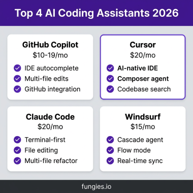 Top 4 AI coding assistants 2026 comparison - GitHub Copilot, Cursor, Claude Code, Windsurf