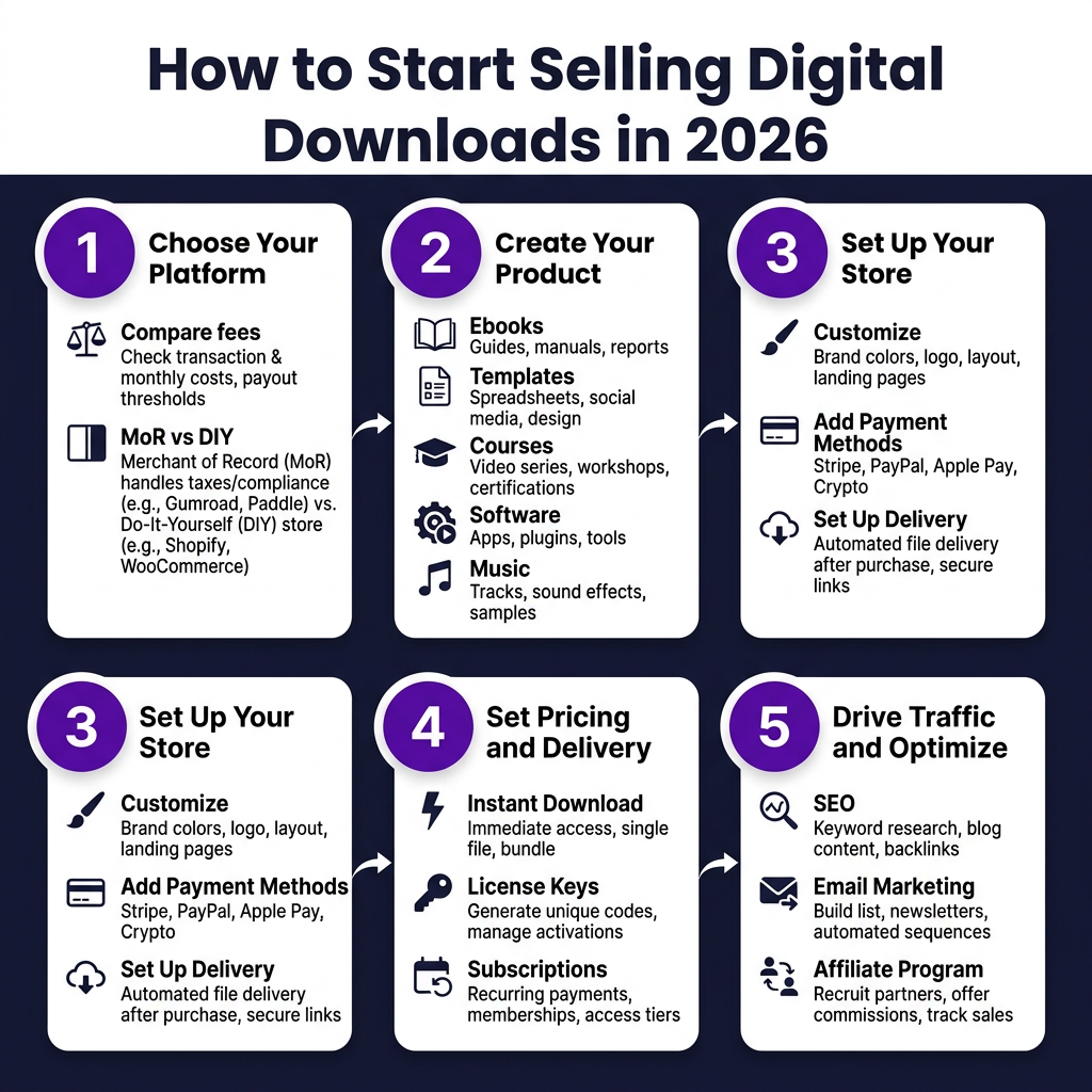 How to Sell Digital Downloads in 2026: Platforms, Fees & Setup Guide
