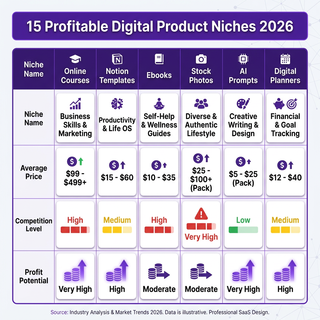 15 Profitable Digital Product Niches for 2026: Complete Guide